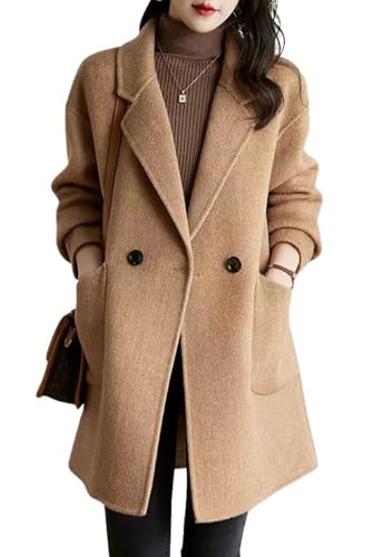 Amazon.com: chouyatou Women's Notch Lapel Herringbone Wool Coat
