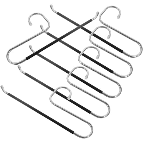 FOMIYES Perchas para Pantalones de Armario 6 Unidades Acero Inoxidable Antideslizantes Abiertas Organizador Multiusos para Pantalones Bufandas y Corbatas Color Negro Ahorro de Espacio