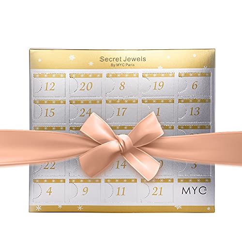 Calendrier de l'avent avec 14 bijoux en cristal d'Autriche et finitions or rosée