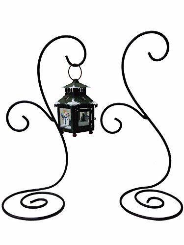 Ornament Display Hanging Stand Set of 2, Black Metal Stand Holder Flower Pot Stand for Hanging Glass Globe Air Plant Terrarium Succulent and Witch Ball