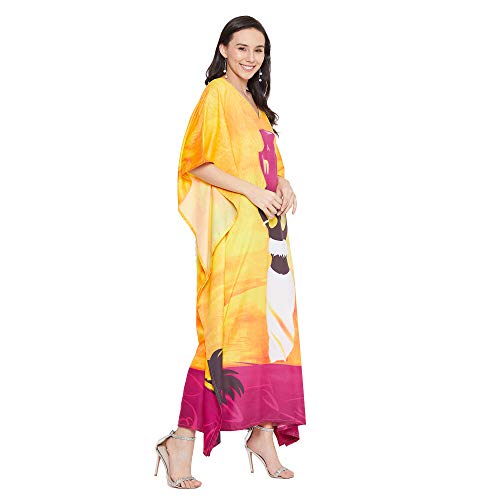 Image of Oussum Women Long Maxi Plus Size Polyester Kaftan Gown, Womens Kaftan Dresses Lounge Resort Wear, Plus Size Kaftan