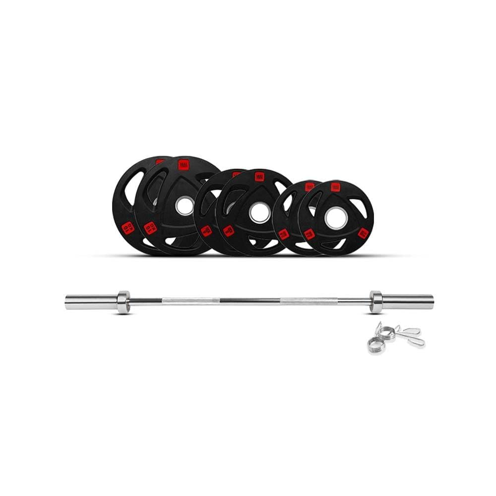 1441 Fitness Tri Grip Weight Plates with 7 Ft Olympic Barbell Combo Set (60 -160 Kg ), 2" Center Hole with Stainless Steel Ring Weight Plate for Strength Training, Crossfit, Power Training, Home & Gym