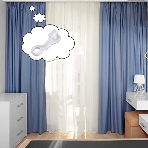 50pcs Curtain Hooks Curtain Track Glider Hooks Plastic White Curtain Hooks Curtain Track Pulley for Ceiling Curtain Drape Track