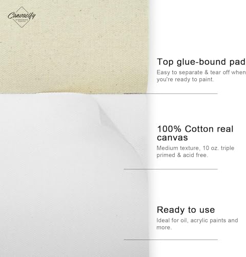 Image of Primed Cotton Canvas Pads for Oil Acrylic Painting -10 inch x 12 inch (10 Sheet)