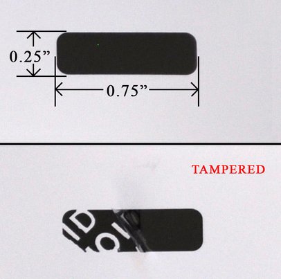 2,000 Black TamperColor Tamper Evident Black Security Label Seal Sticker, Rectangle 0.75