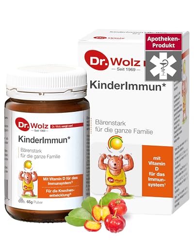 Dr. Wolz KinderImmun* 65g Pulver - Aktivkomplex für Immunsystem* & Wachstum** - Immun-Komplex mit Vitamin C aus Acerolakirsche - Vitamine, Mineralstoffe & Spurenelemente - vegetarisch