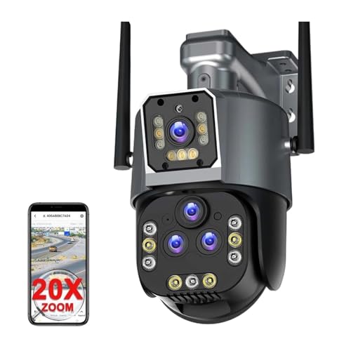 Kits de videovigilancia DVR, cámara IP de 8K 16MP zoom 20X PTZ cámara de seguridad inalámbrica para exteriores de cuatro lentes, cámara CCTV 4K, cámaras de videovigilancia para hogar inteligente, CCTV