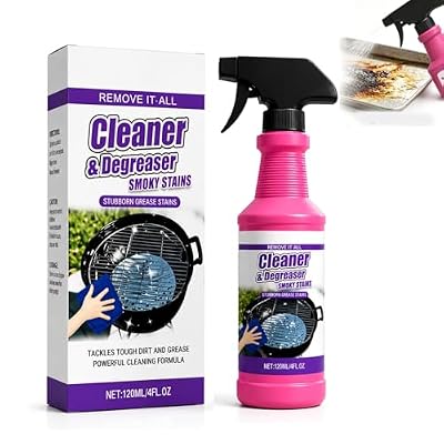 Cleaner&Degrcaser Smoky Stains,Fast-Acting Grill Cleaner Spray,120ml Fast Acting Grill Degreaser Spray for Outdoor Grills,Heavy Duty BBQ Degreaser for Burnt Food & Stubborn Grease. (1)