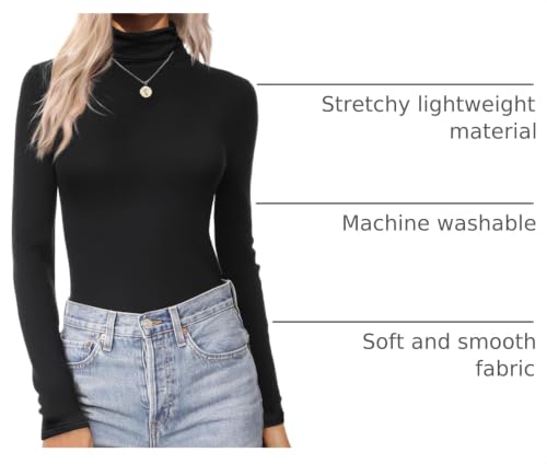 Turtleneck Tops for Women Long Sleeve Base Layer Underwear Black Shirts - image 4