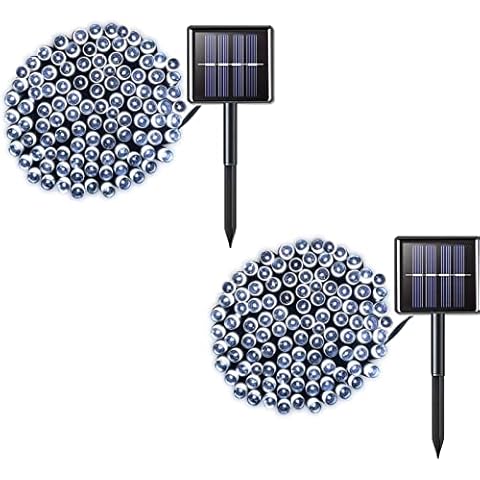 amadecohome 2 Pack 200 LED Solar String Lights, 85.2ft 8 Modes Waterproof Solar Christmas Lights Outdoor for Xmas, Garden, Tree, Yard, Wedding, Party (White) Cover