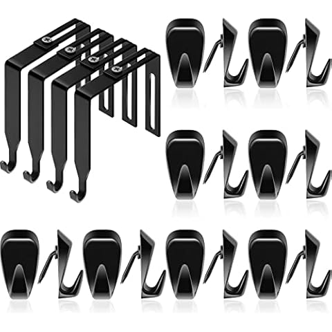 20 Pcs Universal Partition Hanger Set Office Cubicle Hangers Cubicle Accessories Metal Cubicle Hooks over the Door Mirror Hooks with 16 Pcs Fabric Panel Wall Hooks for Office Whiteboard Home, Black Cover