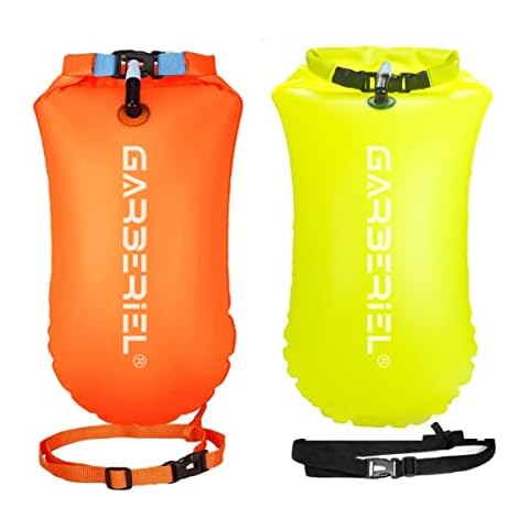 Garberiel 2 Pack 20L Swim Buoy Swimming Float Dry Bag Open Water Swimmers Triathletes Swim Buoy Waterproof Inflatable PVC Visible Float for Water Sports, Swimming Training Racing Cover