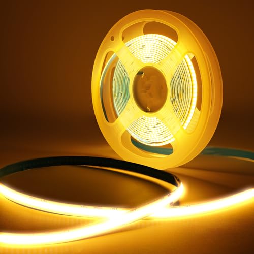 COB LED-strip 3 m, warm wit 2700K, 24V dimbare LED-strip, 8 mm breed, met afstandsbediening en voeding, voor huisdecoratie, keuken, spiegel