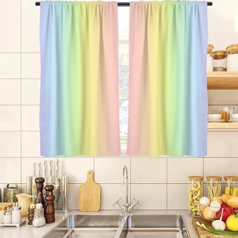 Colourful Rainbow Kitchen Curtains for Kids Cover
