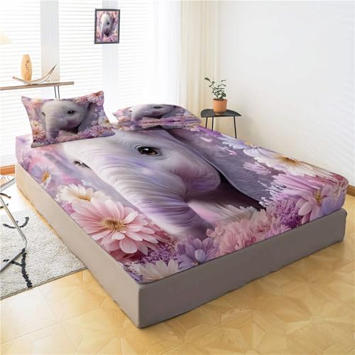 Drap housse éléphanteau en microfibre douce et infroissable