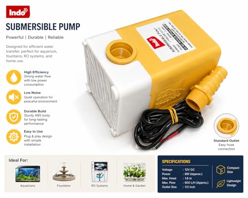 Image of Happy Home J-2020 40W Submersible Pump for Air Cooler | 165-220V AC | 3500 L /H Water Flow | 2.5m Lift | High Speed Low Noise Cooler Pump