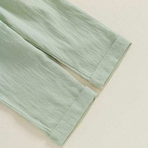 Geagodelia Baby Jungen Kleidung Taufanzug Outfit Babykleidung Set Langarm Body Strampler + Hose mit Hosenträger Neugeborene Weiche Babyset Zweiteiler (Grün, 6-9 Monate)