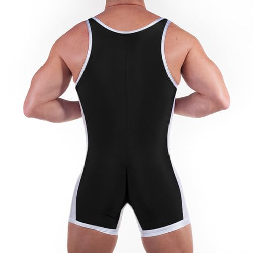 DLSMDOUS Men\'s Wrestling Singlets Sleeveless Athletic Supporters Wrestling Uniform Sports Bodysuit Jumpsuits for Fun 4309 Black S - Thumbnail 3