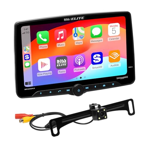 BOSS Audio Systems Elite BE10ACP.XC Single DIN Car Stereo Apple CarPlay, Android Auto, 10.1 Inch Touchscreen, Compatible with SiriusXM, Bluetooth + Backup Camera