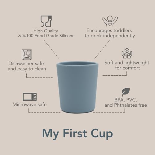nouka My First Cup | 2-Pack Mini Cups | 100% Food-Grade Silicone | Easy Grip for Tiny Hands | Non-Slip & Soft | Dishwasher Friendly | Shifting Sand/Soft Blush | Size 6 Oz by noüka - Image 3