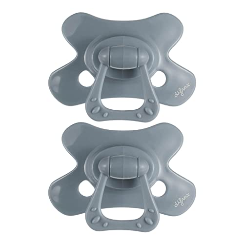 Difrax Tétine 18 Mois et Plus– Sucette Naissance avec Tétine Silicone – 18+ - Facile à Accepter - un Apport Optimal d'Air – Tutute Bébé 18-36 Mois – Gris...