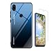Produktbild Finemoco Handyhülle für Xiaomi Redmi Note 7 Pro Hülle,Gehärtetes Glas Schutz Tasche Ultra Dünn Silikon TPU Bumper Schutzhülle Schwarz Farbverlauf Spiegel Case Stoßfest Anti-Kratz Cover + Panzerglas