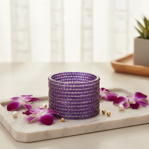 Image of SUNDRAM Raindrop Glass Bangles Set for Women & Girls, Transparent Crystal Kanch Ki Chudi for Wedding & Party, Set of 12