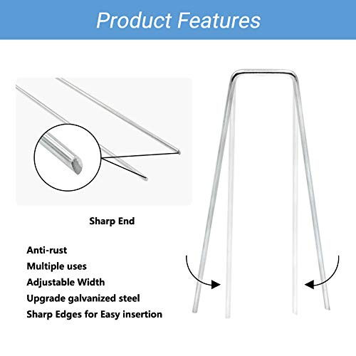 ZanLLW Galvanized Garden Staples Landscape Staples Stakes, 6\" 50Pcs U Type Heavy Duty Anit-Rust Pins Pegs for Securing Weed Fabric Blocker, Turf, Netting Ground Sheets, Fleece - Thumbnail 4