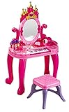 2-in-1 Vanity Table and Chair Beauty Play Set, with Multifunctional Piano Dresser Table & Makeup...