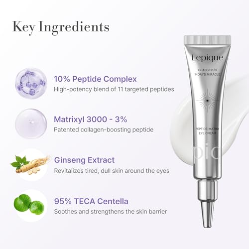 Lepique Peptide-Matrix Eye Cream – Structural Firming and Lifting with Matrixyl® 3000, Ginseng, TECA Centella for Wrinkles, Pores, Crow’s Feet, Dark Circles, Korean Anti-Aging Skincare 0.5 oz