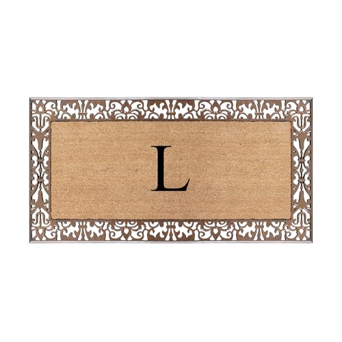 A1HC Natural Coir Monogrammed Doormat for Outside Front Door Mat 30"x60", L