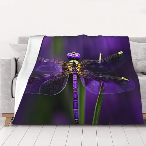 Couverture flanelle libellule violette plaid lit canapé toutes saisons - 2