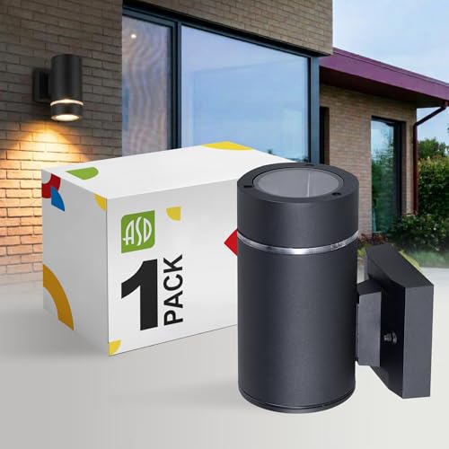 ASD 1 Light LED Exterior Lighting Fixtures - 9W 580LM 100-277V 3000K-5000K Outdoor Sconce Lights, Cylinder Up Down Black Modern Outdoor Wall Light, Waterproof Patio Wall Light Fixture, ETL