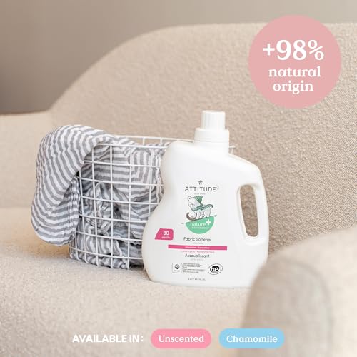 ATTITUDE Baby Laundry Fabric Softener Liquid, Made in Canada, Vegan and Naturally Derived Detergent, Plant Based, HE Washing Machine Compatible, 80 Loads, Chamomile, 2 L (AMAZON EXCLUSIVE) by BIO SPECTRA ATTITUDE - Image 2