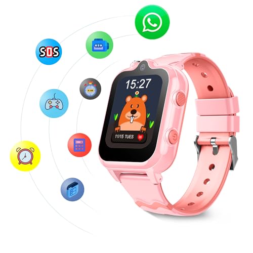 Miniatura 6 de Reloj Inteligente Gps Y Llamadas, Smartwatch Teléfono Reloj 4g Con Wifi Videollamada Sos Clase Modo Notificación De Vibración, Regalos Para Niños Y Niñas 5-12 Años Rosa