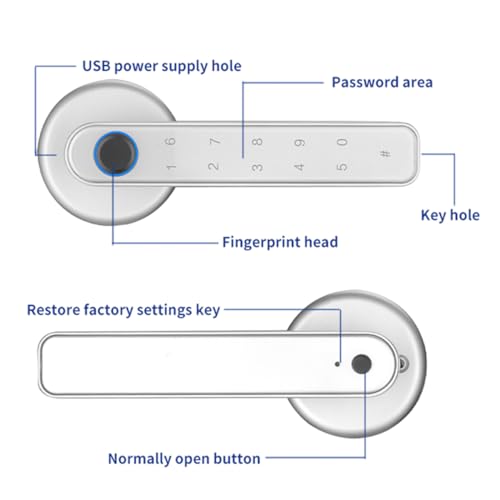 Fechadura de porta com impressão digital, tela sensível ao toque, fechadura biométrica inteligente,
