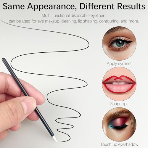 Jaasuee 100PCS Black Disposable Eyeliner Brushes, Cosmetic Eye Wands for Eyeliners, Lip Liners, Eye Makeup, Eyelashes, and Detail Painting, Makeup Brush Applicators