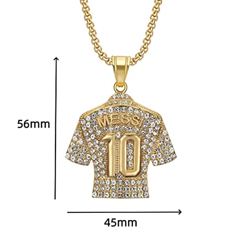 Soccer Jersey 10 Pendant Necklace for Men, Football Iced Out Sports Charm Jewelry, Rock Number 10 Soccer Players Necklace2