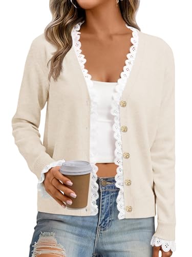 Cicy Bell Womens Lace V Neck Cardigan Sweaters...