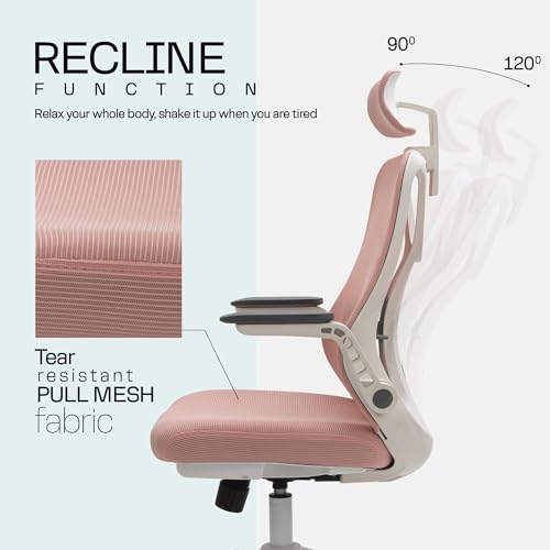Image of DROGO Office Chair for Work from Home (White /Pink)