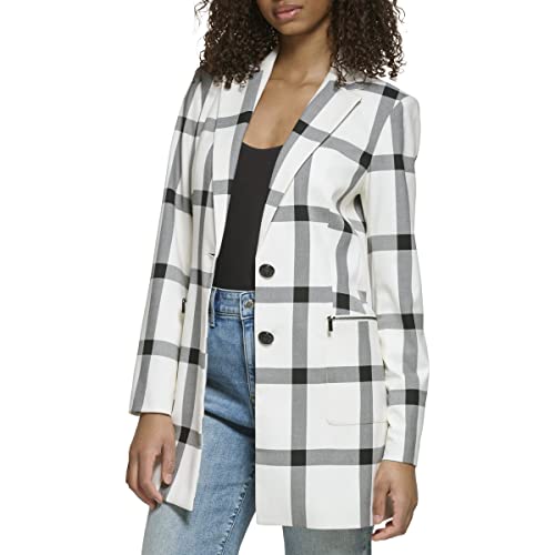 Karl Lagerfeld Paris Women's Windowpane Long Sleeve Soft Jacket3