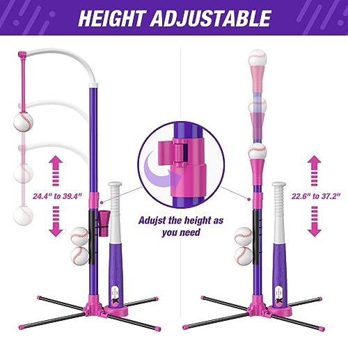 image for HYES Baseball Set - 3 Ways to Play, Adjustable Height, Easy to Assembl