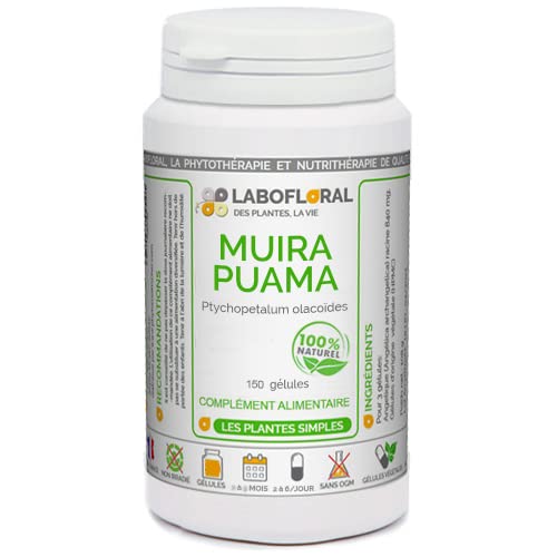 Muira Puama Labofloral 150 gélules dosées à 250 mg - Complément alimentaire - Anti-fatigue, Tonique - Fabriqué en france