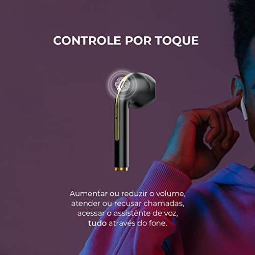Fone de Ouvido Bluetooth 5.1 WB Pods Preto Sem Fio TWS Controle por Toque 20+ horas de Reprodução Hi