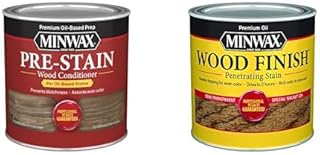 Bundle of [1 Can] 1/2 Pint Minwax 13407 Clear Pre-Stain Wood Conditioner and [1 Can] 1/2 Pint + Minwax 222404444 Wood Finish, Special Walnut Stain, Half Pints