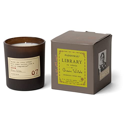 Paddywax Candles GL07Z Library Collection Oscar Wilde Scented Soy Wax Candle, 6.5-Ounce, Cedarwood, Thyme & Basil