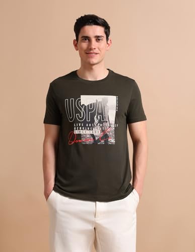 Image of U.S. Polo ASSN. Brand Printed Cotton T-Shirts for Men - Breathable & Comfortable, Half Sleeves Mens Casual T Shirts