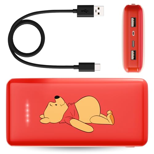 Disney Winnie The Pooh 10,000Mah Power Bank- Universally Compatible Portable Phone Charger Battery Pack w/USB Charging Port - Classic Winnie The Pooh Gifts for Women, Men, Teens and All Fans