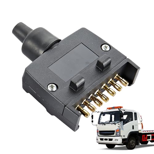 Adaptador de remolque | Enchufe plano de 7 polos para vehículos | Enchufe duradero de perfil bajo seguro para barco de coche al aire libre