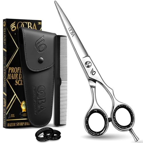 OCBA Ciseaux de Coiffure Professionnels 6 Pouces en Acier Inoxydable Ciseaux de Coupe pour Salon Hommes Femmes et Enfants (6 pouces argenté)